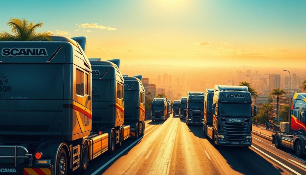 Caminhões no transporte comercial Brasil