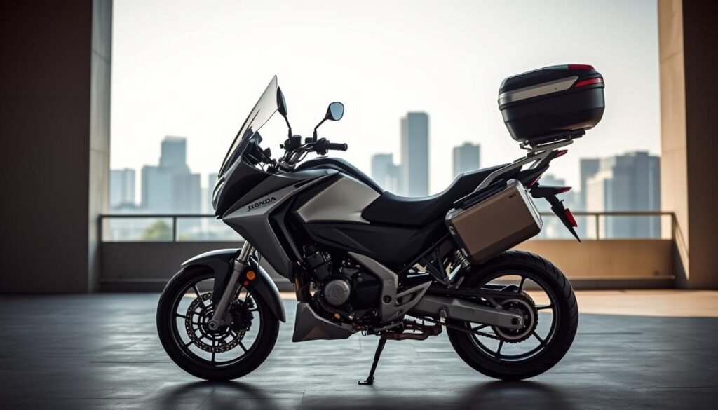 motocicleta com compartimento de armazenamento