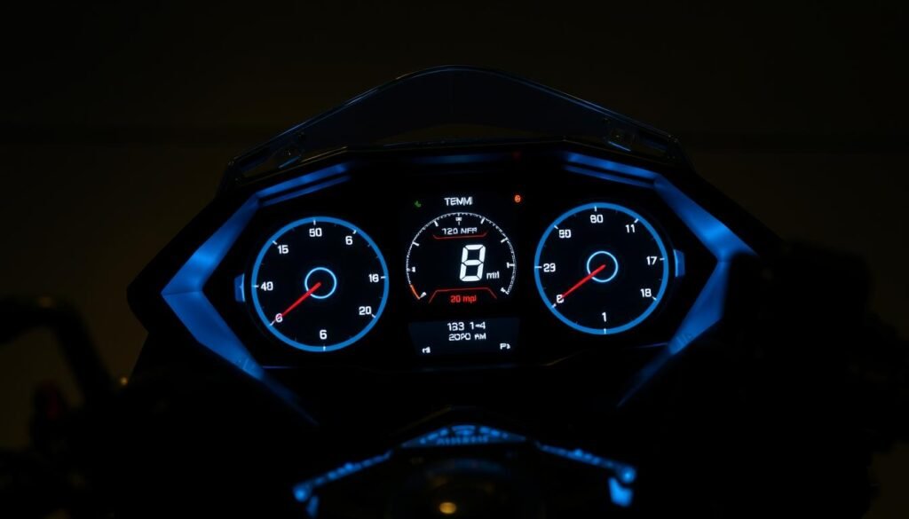 painel de instrumentos digital e iluminação traseira da Kawasaki ZRX 2026