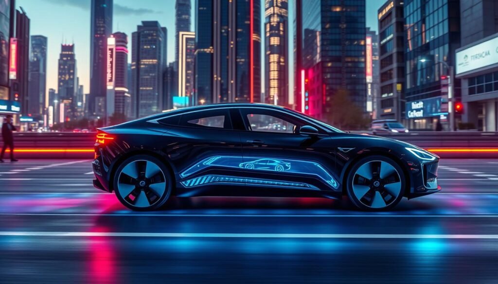 tecnologia avançada conectividade carro elétrico