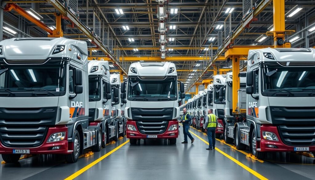 Caminhões DAF XF 530 em linha de produção brasileira