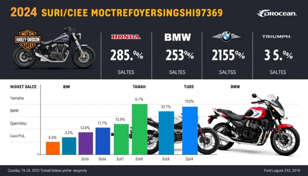 Gráfico comparativo entre motos vendidas da Harley-Davidson e concorrentes