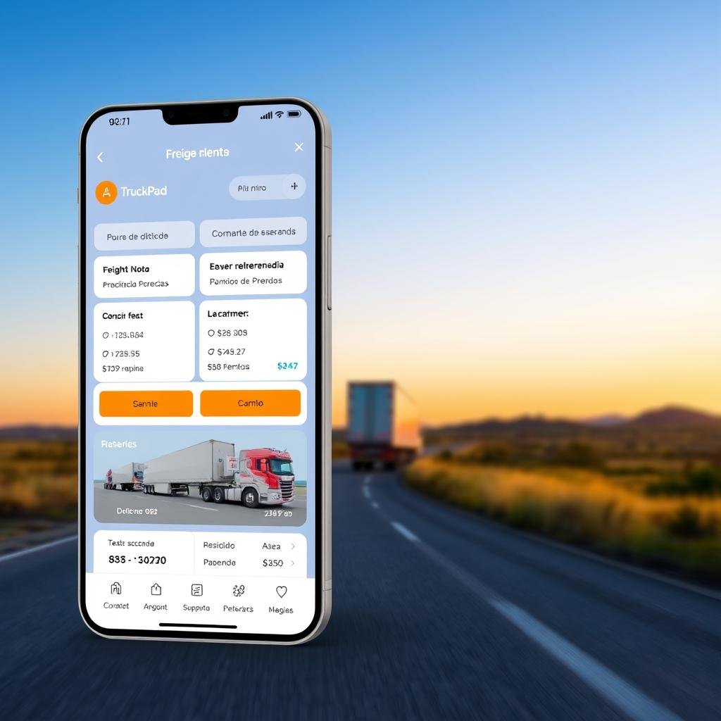 Interface da plataforma TruckPad para encontrar frete barato de caminhões