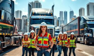 Mulheres motorista de caminhões