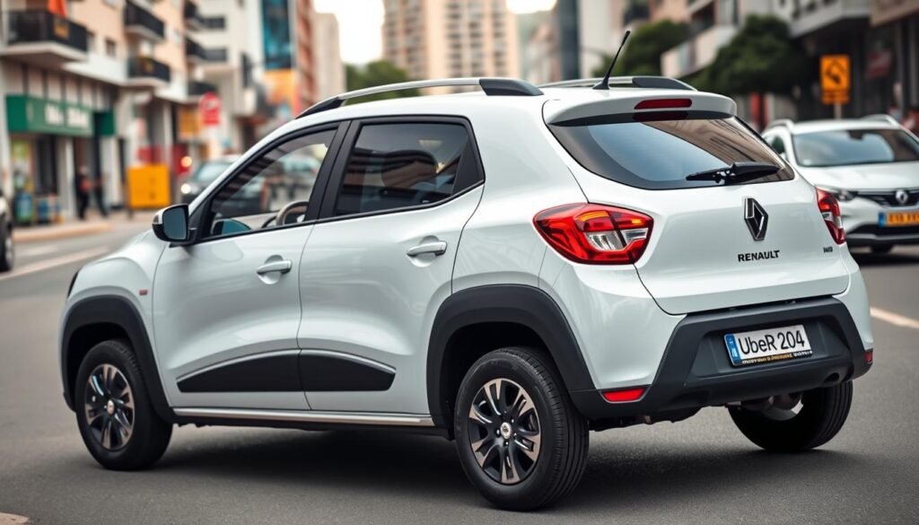 Renault Kwid 2025 estacionado na cidade, um dos melhores carros para trabalhar de Uber