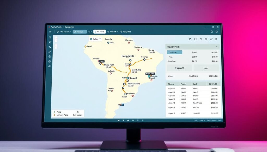 Software de otimização de rotas para encontrar frete barato de caminhões