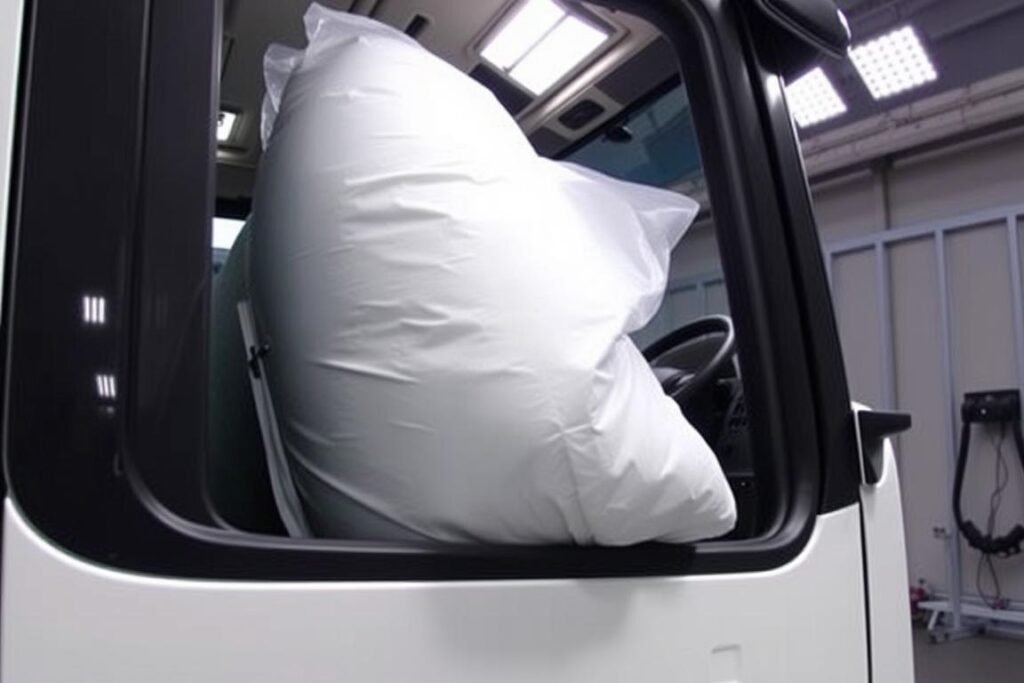 Sistema de airbag lateral do Scania em demonstração de segurança
