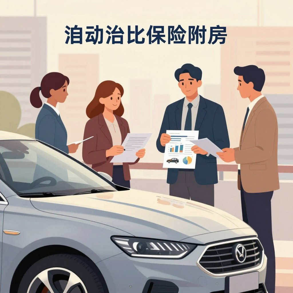 A visually engaging illustration representing the factors influencing automobile insurance prices. In the foreground, a sleek, modern car gleams under soft lighting, its polished surface reflecting the surroundings. In the middle ground, diverse individuals in professional attire engage in discussions about insurance, examining charts and graphs that illustrate key factors such as age, driving history, vehicle type, and location. The background features a subtly blurred cityscape with tall buildings, suggesting a marketplace atmosphere. The scene is infused with a warm, inviting glow, conveying a sense of professionalism and trust. Capture this with a slight angle, emphasizing the interactions between people and their environment. The overall mood is informative and optimistic, highlighting the importance of understanding insurance pricing.