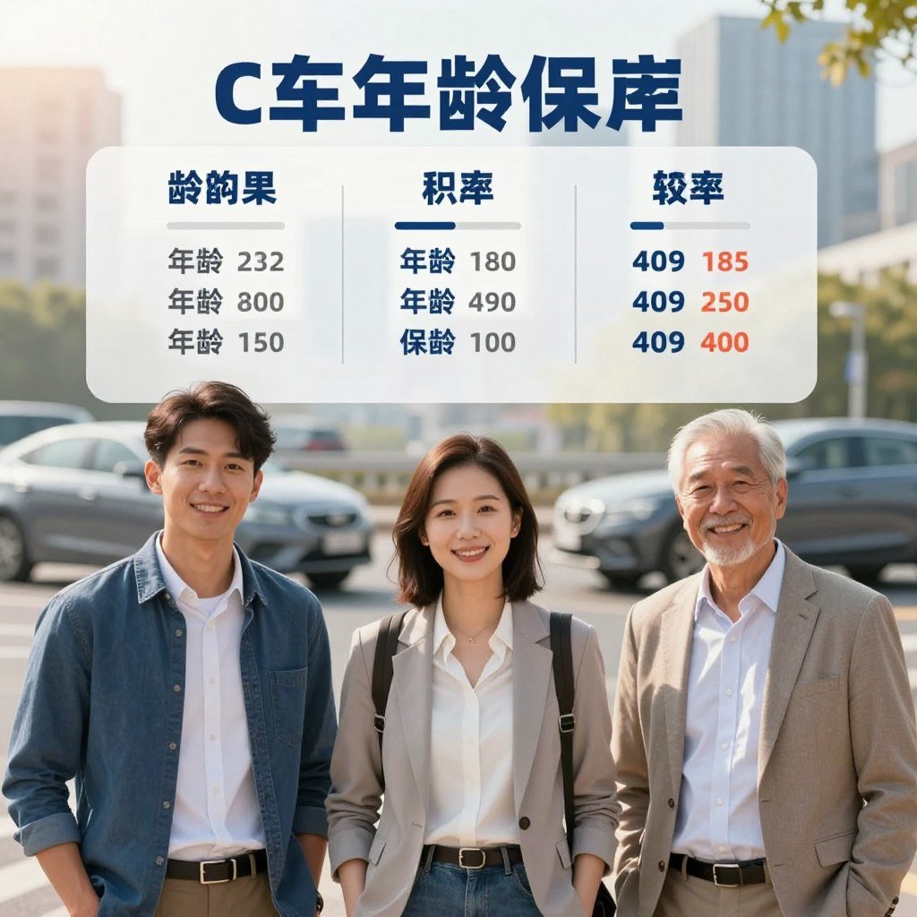 An informational illustration depicting car insurance differences by age group. In the foreground, a diverse group of three individuals: a young adult in their 20s, a middle-aged person in their 40s, and a senior citizen in their 60s, all dressed in smart casual attire, standing side by side. In the middle, a detailed infographic graphic showing key statistics and visual elements representing age demographics and insurance rates. The background features a soft-focus cityscape symbolizing the urban environment where people might drive, with warm, inviting sunlight filtering through. The overall atmosphere should be professional, informative, and friendly, evoking a sense of community and awareness about car insurance variations by age. The image should be bright and clear, conducive to an educational context.