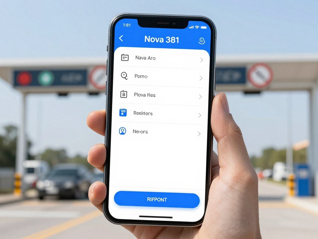 Aplicativo oficial da Nova 381 sendo usado em um smartphone