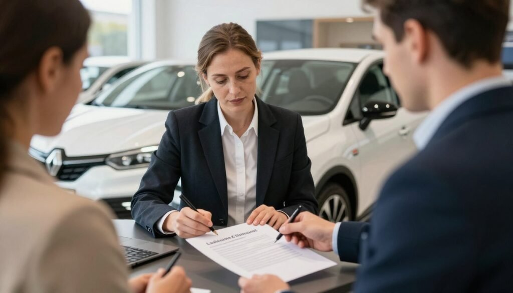 Cliente a assinar contrato de financiamento para Renault Clio 2026