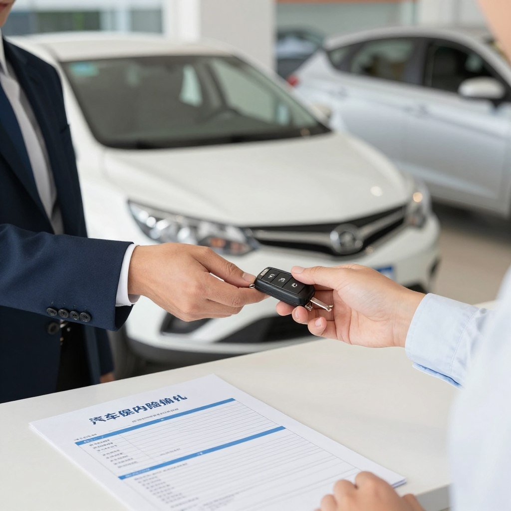 Cliente recebendo as chaves de um carro reserva da seguradora