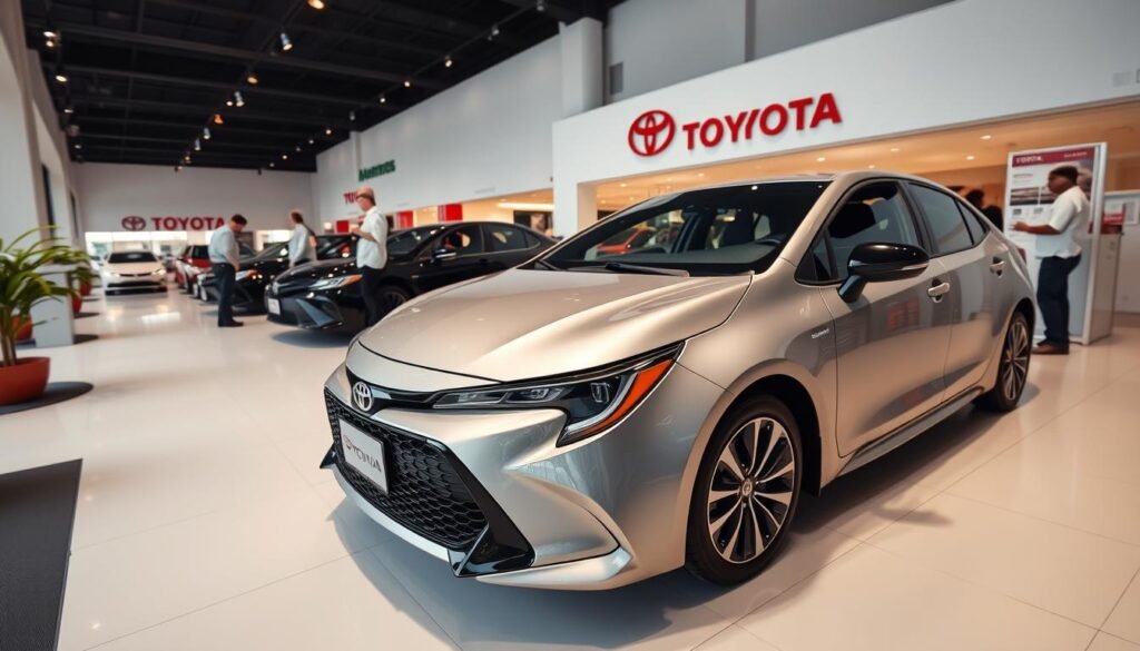Concessionária Toyota com o Novo Corolla 2026 em exposição