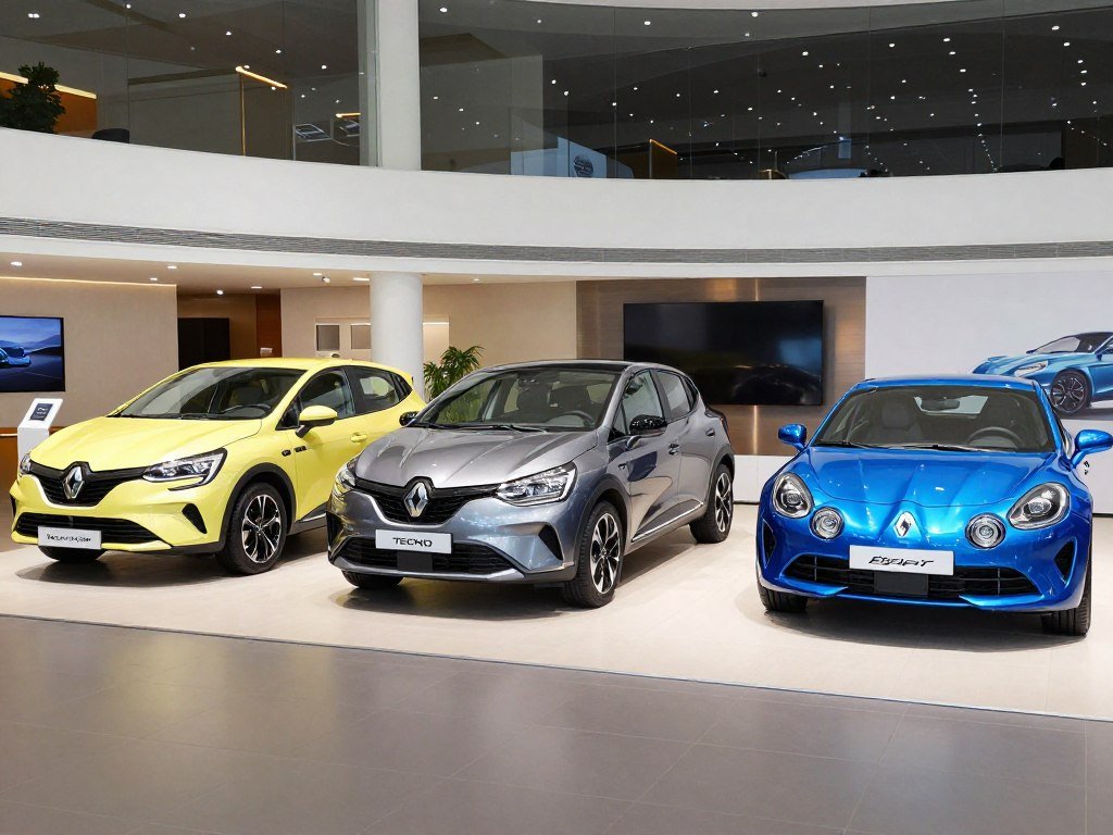 Diferentes versões do Renault Clio 2026 em exposição