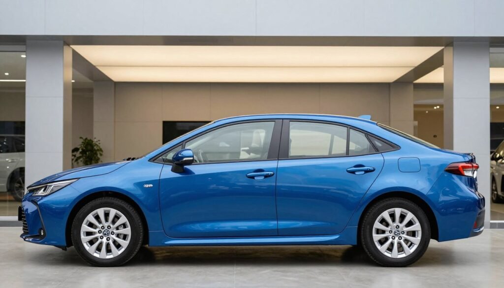 Toyota Corolla Berline 2026 en couleur bleu métallisé