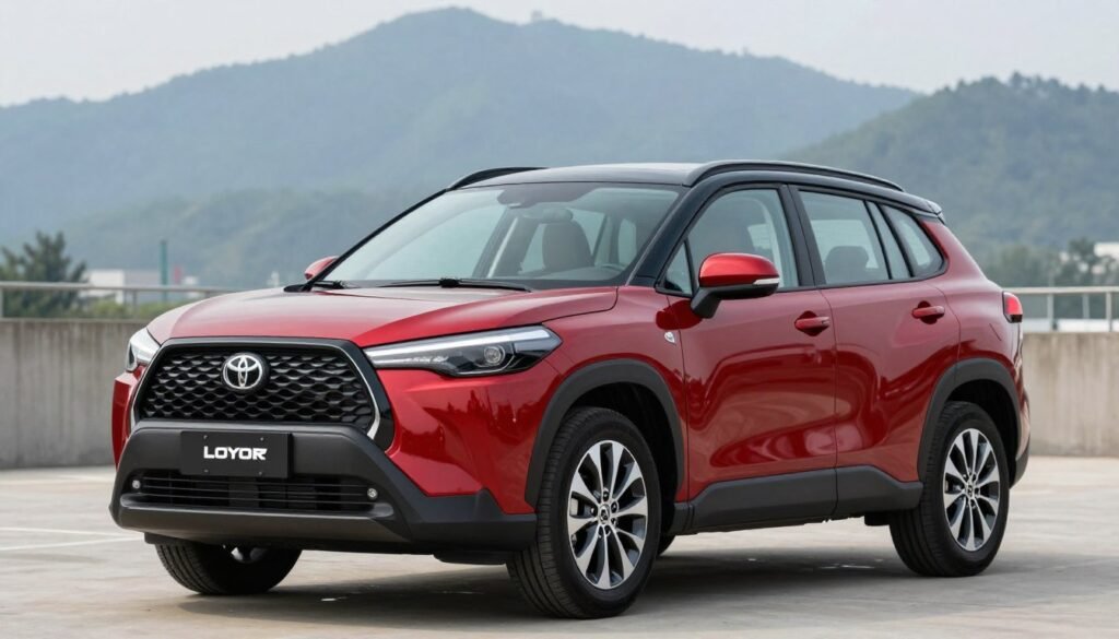 Toyota Corolla Cross 2026 en couleur rouge avec toit noir