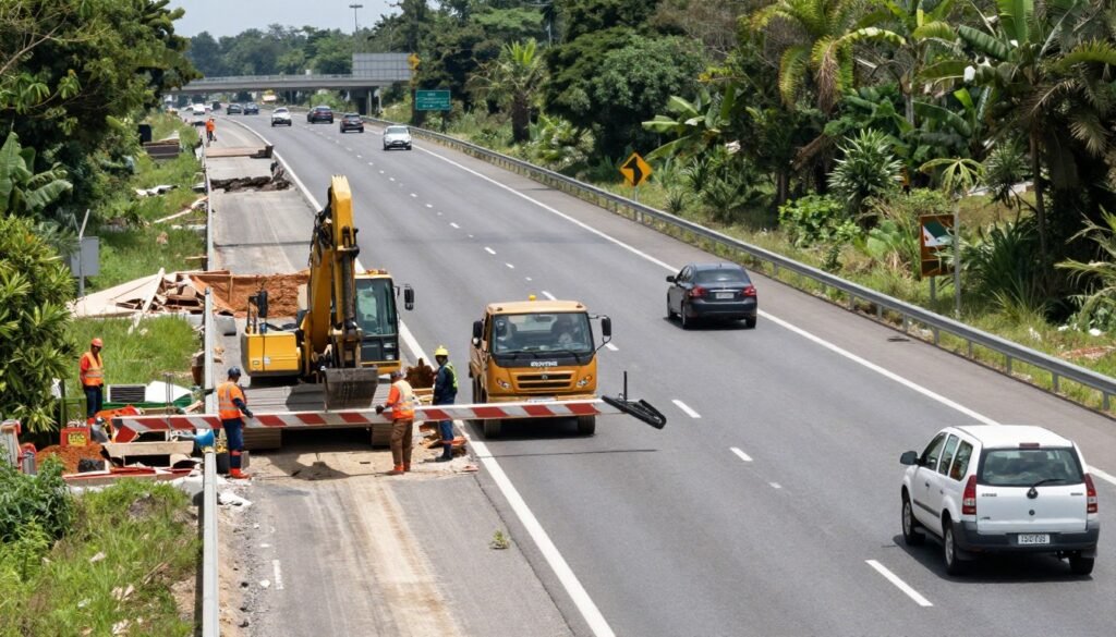 Trecho da BR-381 com obras de melhoria realizadas pela concessionária