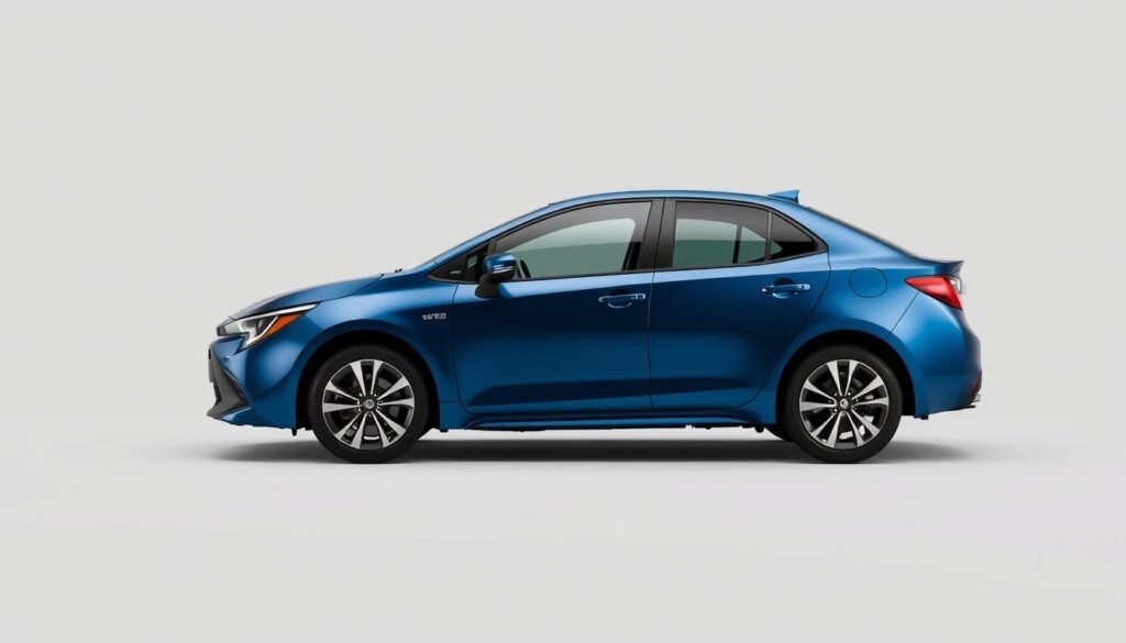 Vista lateral do Novo Corolla 2026 destacando as novas linhas de design e rodas