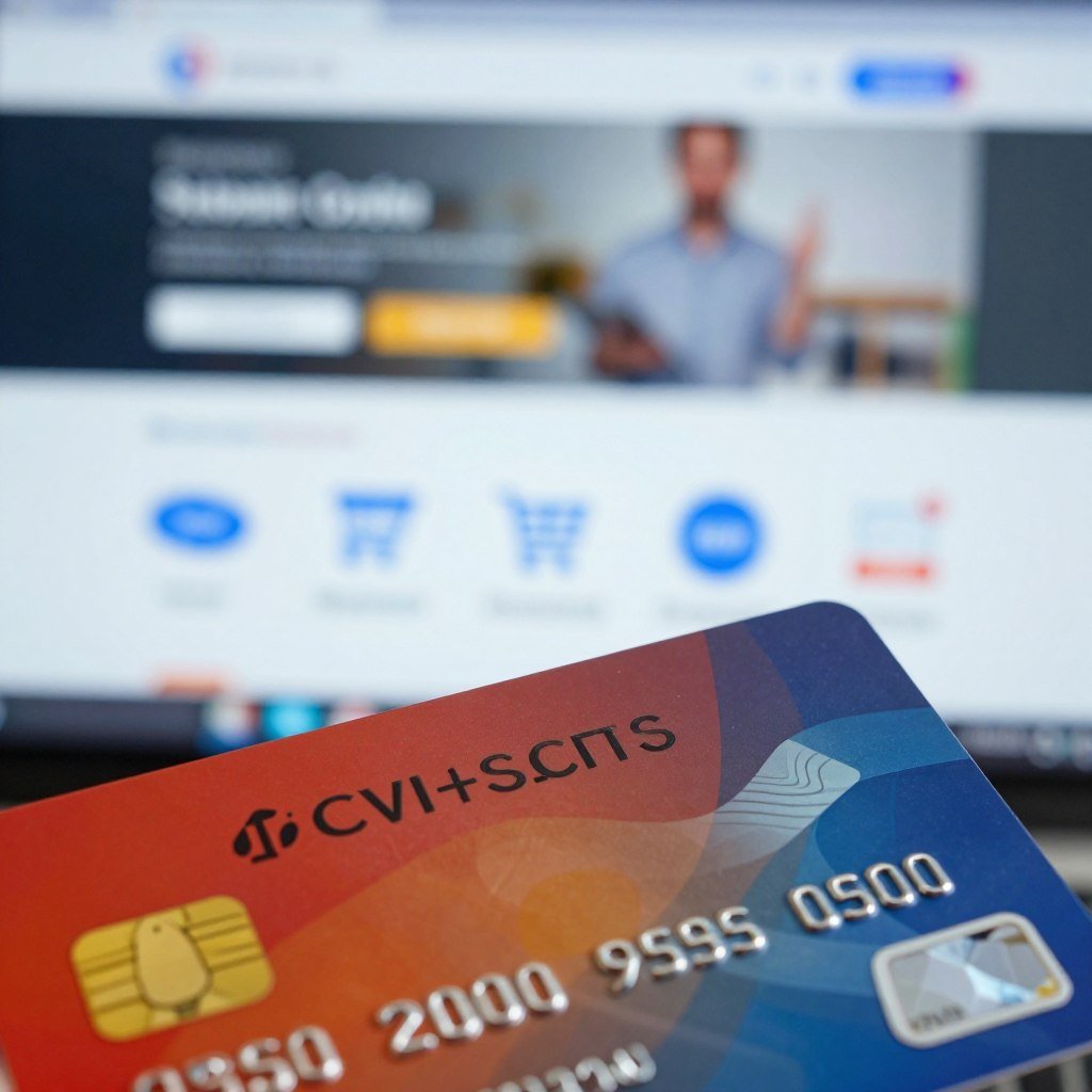 A close-up view of a modern digital credit card logo prominently displayed in the foreground, showcasing vibrant colors and sleek design. In the middle ground, a subtle arrangement of digital banking icons representing both traditional and digital banks, hinting at e-commerce transactions, such as shopping carts and payment gateways. The background features a blurred, abstract representation of a computer screen with online shopping elements, creating a sense of digital space. The lighting is bright and focused on the card, emphasizing professionalism and innovation, using a soft-focus lens effect to enhance the depth. The overall mood is cooperative and forward-looking, evoking trust in digital banking for online purchases.