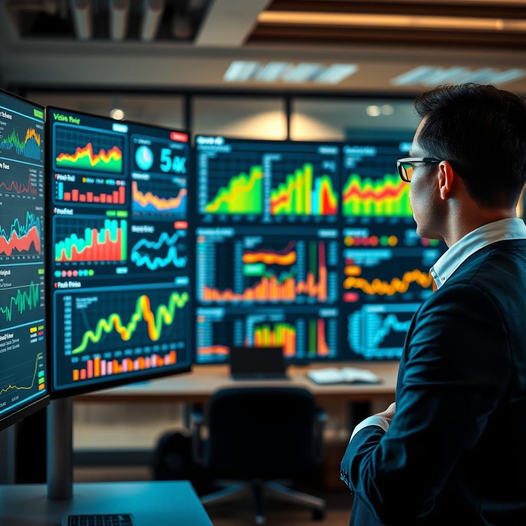 A detailed and analytical visualization of website traffic metrics depicted in a modern office environment. In the foreground, a professional business analyst, dressed in smart attire, is intently examining colorful graphs and charts displayed on multiple screens, showcasing various traffic data like visitor count, bounce rate, and referral sources. The middle ground features a large digital dashboard filled with dynamic analytics and glowing data points, emphasizing real-time updates. The background shows a sleek, contemporary workspace with soft lighting casting a warm glow, creating an atmosphere of focus and productivity. The overall mood is one of analytical precision and professional insight, inviting viewers to delve into the complexities of traffic data interpretation and common misconceptions. A detailed and analytical visualization of website traffic metrics depicted in a modern office environment. In the foreground, a professional business analyst, dressed in smart attire, is intently examining colorful graphs and charts displayed on multiple screens, showcasing various traffic data like visitor count, bounce rate, and referral sources. The middle ground features a large digital dashboard filled with dynamic analytics and glowing data points, emphasizing real-time updates. The background shows a sleek, contemporary workspace with soft lighting casting a warm glow, creating an atmosphere of focus and productivity. The overall mood is one of analytical precision and professional insight, inviting viewers to delve into the complexities of traffic data interpretation and common misconceptions.
