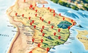 Um mapa onde o usuário pode pesquisar locais no Brasil