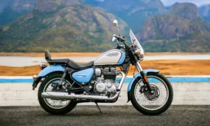 Motor monocilíndrico refrigerado a ar com aletas metálicas expostas da Royal Enfield Classic 350